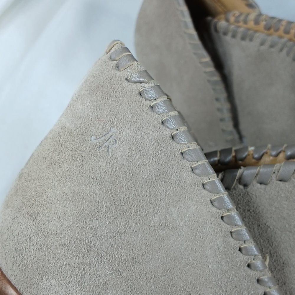 Jack Rogers Suede Womens Cutout Low Heel Ankle Boots in Taupe Leather size 8 - Picture 4 of 9